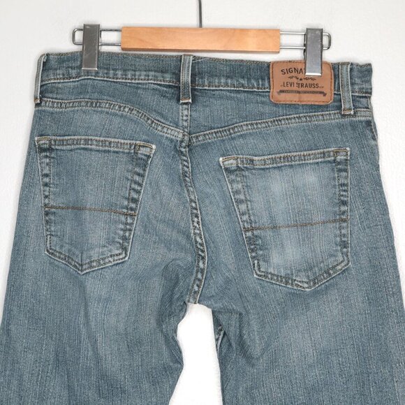 Levi's Signature Straight Fit Mens Jeans Blue Whiskered Denim Zipper Fly 32x32 - Picture 5 of 12